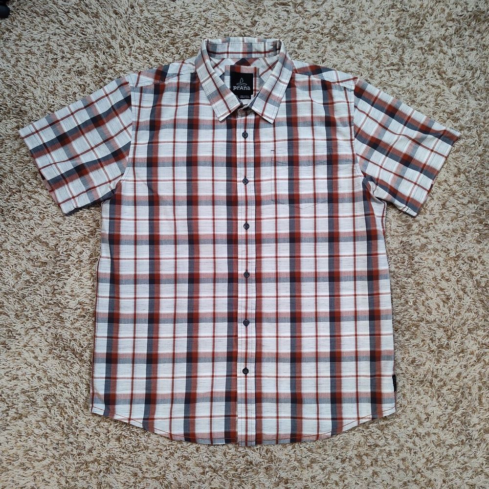 Prana Men‎ Sz L Plaid Short Sleeve Button Up Shirt - Picture 2 of 10